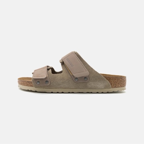 New Birkenstock Uji Nubuck Suede Leather Slide Sandals Suede Taupe US 7 / EUR 38 - Picture 12 of 12